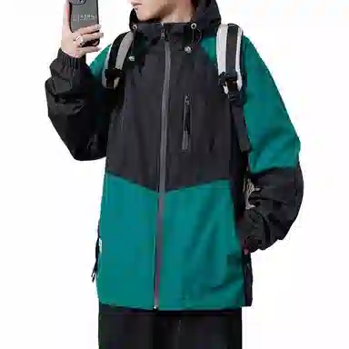 雅鹿优选 休闲连帽宽松工装潮牌山系户外防水拼色夹克外套 男款