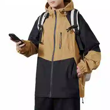 雅鹿优选 休闲连帽宽松工装潮牌山系户外防水拼色夹克外套 男款