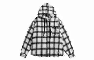 王者荣耀 鲁班七号星空梦想款 美式格子连帽衬衫春秋宽松慵懒风痞帅刺绣标高级感情侣抽身毛呢外套小香风宽松休闲舒适夹克 男女同款