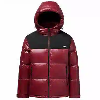 雅鹿 拼色连帽短加厚保暖面包服羽绒服 男款