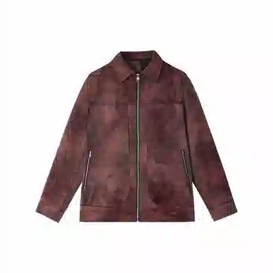 WILD LEADER Vintage Washed Tie-Dye Leather Jacket