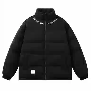 三体 人类的落日系列 简约基础款字母印花美式复古撞色拼接立领开衫百搭潮流加厚保暖舒适极寒户外长袖面包服棉服 男女同款