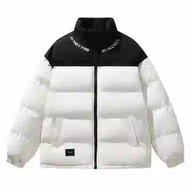 三体 人类的落日系列 简约基础款字母印花美式复古撞色拼接立领开衫百搭潮流加厚保暖舒适极寒户外长袖面包服棉服 男女同款