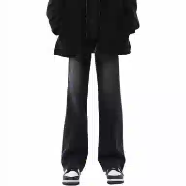 物质公式 美式高街复古做旧水洗基础款百搭透气宽松休闲高腰牛仔裤 男女同款 浅蓝色