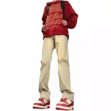 物质公式 美式高街复古做旧水洗基础款百搭透气宽松休闲高腰牛仔裤 男女同款 浅蓝色