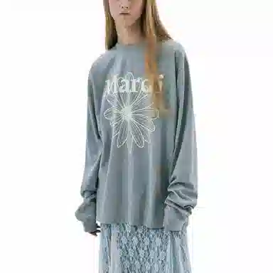 MARDI MERCREDI SS25 UNISEX TSHIRT LONG SLEEVE FLOWERMARDI_GREY IVORY T