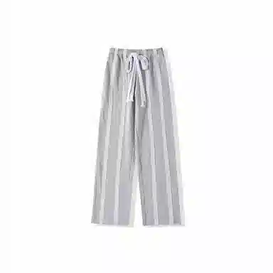 我是大卫 条纹阔腿合身系带休闲裤 男女同款