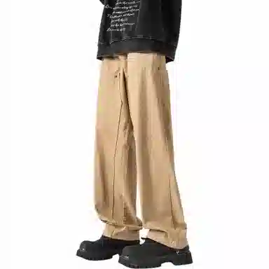 大卫贝肯 美式复古基础款经典纯色简约阔腿直筒机能风宽松百搭工装裤 男女同款