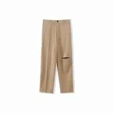 我是大卫 纯色垂坠感拖地破洞设计西装休闲裤 男女同款