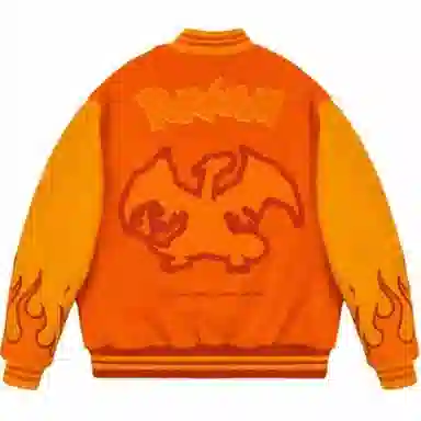 Vandy The Pink x Pokemon Charizard Embroidered Baseball Jacket Orange