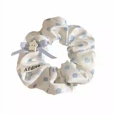 丹琴 小清新慵懒风甜美波点大肠扎发低马尾高级感简约 布艺 发圈 女款