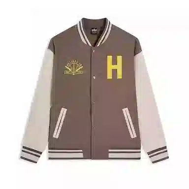 特步  运动生活系列篮球系列 字母拼色单排扣舒适透气宽松棒球服 男款 鹰背褐/屋脊灰