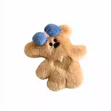 蒙妮 可爱蝴蝶结小熊 毛绒 发夹 男女同款情侣款