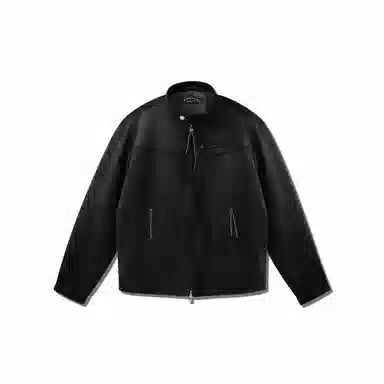 我是大卫 美式复古短款机车服双拉链立领夹克外套 男女同款