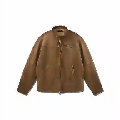 我是大卫 美式复古短款机车服双拉链立领夹克外套 男女同款