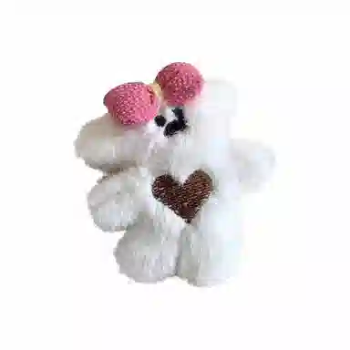 蒙妮 可爱蝴蝶结小熊 毛绒 发夹 男女同款情侣款