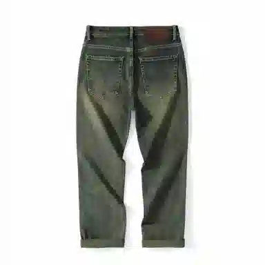 海尔斯 美式复古高街时尚潮牌舒适百搭水洗做旧宽松直筒弹力牛仔裤 男款