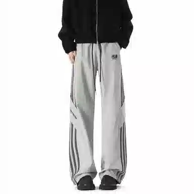 王者荣耀 鲁班七号星空梦想款 美式复古长裤字母印花抽绳隔断布带高街潮牌条纹防泼水舒适百搭阔腿直筒休闲裤 男女同款