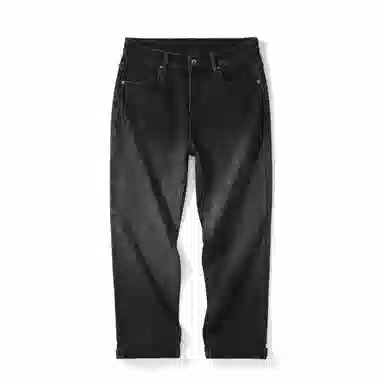 海尔斯 美式高街时尚潮牌舒适百搭重工做旧弹力宽松直筒牛仔裤 男款 黑灰色