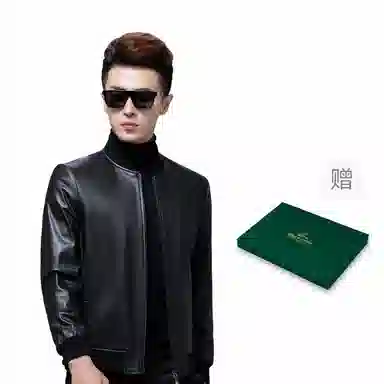 富铤 纯色防风耐脏棒球领皮衣 男款 黑色