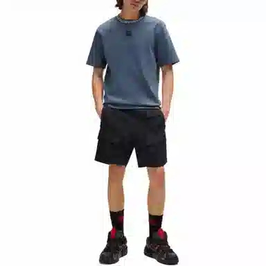 HUGO BOSS Interlock Cotton T-Shirt With Chain-Print Collar LogoT