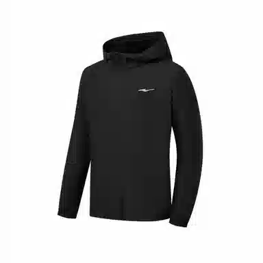 鸿星尔克 综训系列 防泼水防风风壳透气百搭纯色连帽运动通勤风衣外套夹克 男女同款 正黑