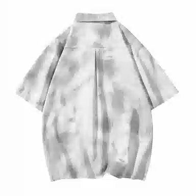 依文 水墨扎染翻领衬衫夏季短袖休闲运动套装 男款