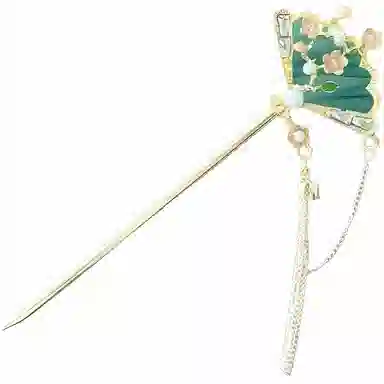 【罗扇轻摇】 指尖瑰宝 新中式国风扇子花朵精致流苏轻奢小众高级感日常通勤百搭汉服穿搭 合金 发簪 女款