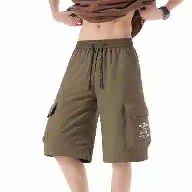 稻草人 美式街头嘻哈复古高街凉感亲肤多口袋中腰潮牌百搭个性痞帅学院风宽松休闲阔腿五分工装短裤 男女同款