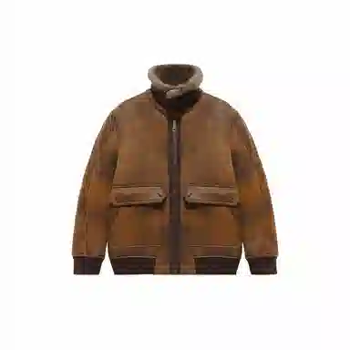 WILD LEADER Suede Shearling Jacket Caramel