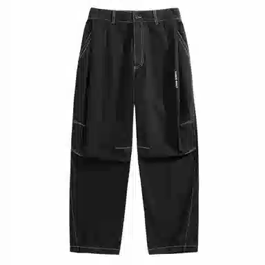 三体 纯色简约拉链美式复古高街潮牌时尚百搭舒适基础款日常学生多巴胺宽松直筒日系户外工装机能风户外防风速干休闲裤 男女同款