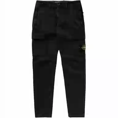 Stone Island Logo Zip Tapered Pants Black