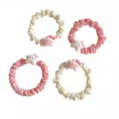 丹琴 可爱猫咪俏皮高颜值五角星星日韩甜美少女感小肠发绳女高弹力耐用橡皮筋扎头发饰 布艺 发圈 女款