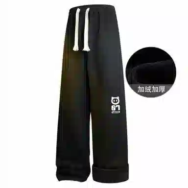 王者荣耀 鲁班七号星空梦想款 内里保暖加绒加厚直筒阔腿长裤宽松百搭亲肤舒适字母印花潮流个性学院风休闲裤 男女同款