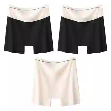 二三二三 凉感防走光免穿内裤无痕裸感高弹亲肤舒适透气不卷边四角裤撞色时尚百搭简约打底裤 女款 组合装