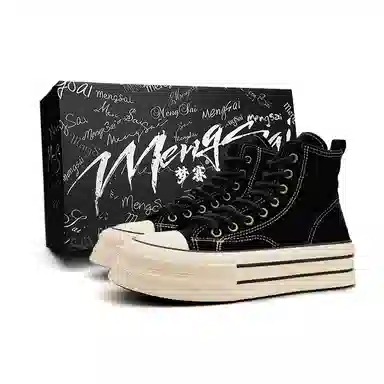 Mengsai High Top Canvas Sneakers Black