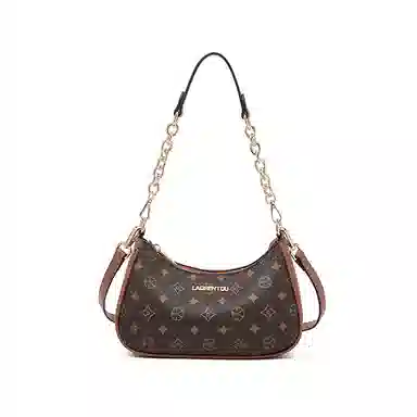 老人头 时尚复古通勤百搭精致饺子包 合成革 斜挎单肩包 常规 女款 咖色