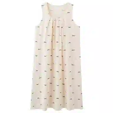 莫代尔 休闲简约圆领百搭亲肤透气带胸垫可外穿无袖睡裙 女款 杏色