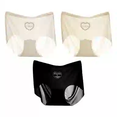 二三二三 冰感透气舒适亲肤柔软内裤无痕不卷边不卡档高弹中腰三角裤纯色简约字母加长档短裤 女款 组合装