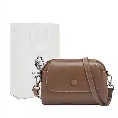 老人头 复古时尚休闲百搭小方包 头层牛皮 斜挎包 女款 棕色