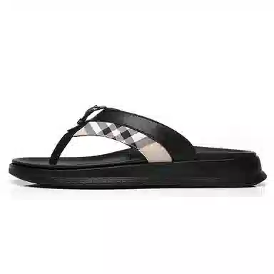 木林森 时尚简约 通勤个性 橡胶底人字拖鞋 男款 黑色