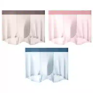 二三二三 透气轻盈裸感高弹短裤速干不夹臀中腰四角裤纯色简约时尚内裤 男款 组合装