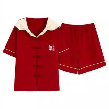 莫代尔 个性轻盈透气时尚简洁翻领开衫休闲百搭睡衣套装 男女同款