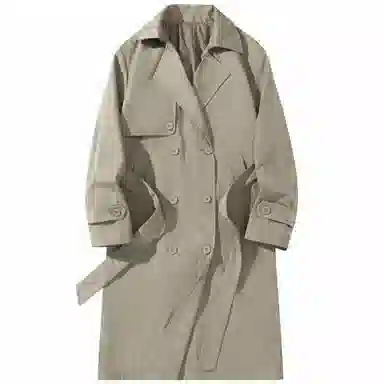 美式复古百搭防风可拆卸腰带风衣 男女同款