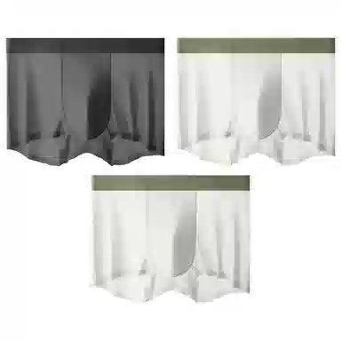 二三二三 透气轻盈裸感高弹短裤速干不夹臀中腰四角裤纯色简约时尚内裤 男款 组合装