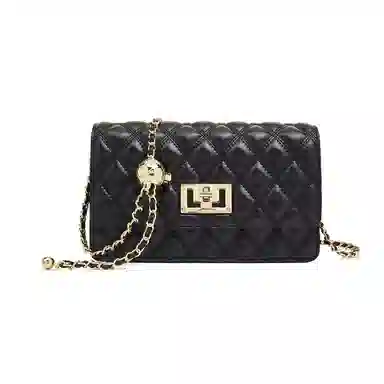 老人头 小香风高级感通勤百搭简约菱格链条 头层牛皮 斜挎包 女款 白色/黑色