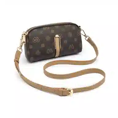 老人头 时尚高级感休闲百搭通勤 合成革 斜挎包 常规 女款 啡色