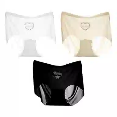 二三二三 冰感透气舒适亲肤柔软内裤无痕不卷边不卡档高弹中腰三角裤纯色简约字母加长档短裤 女款 组合装