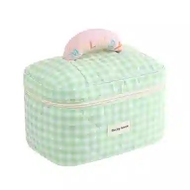 馨枕居 韩版可爱格子大容量手提便携旅行化妆包