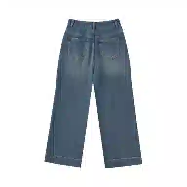 柳絮自制 高阶九分长《时光搁浅》宽松显瘦直筒牛仔裤 女款 浅色